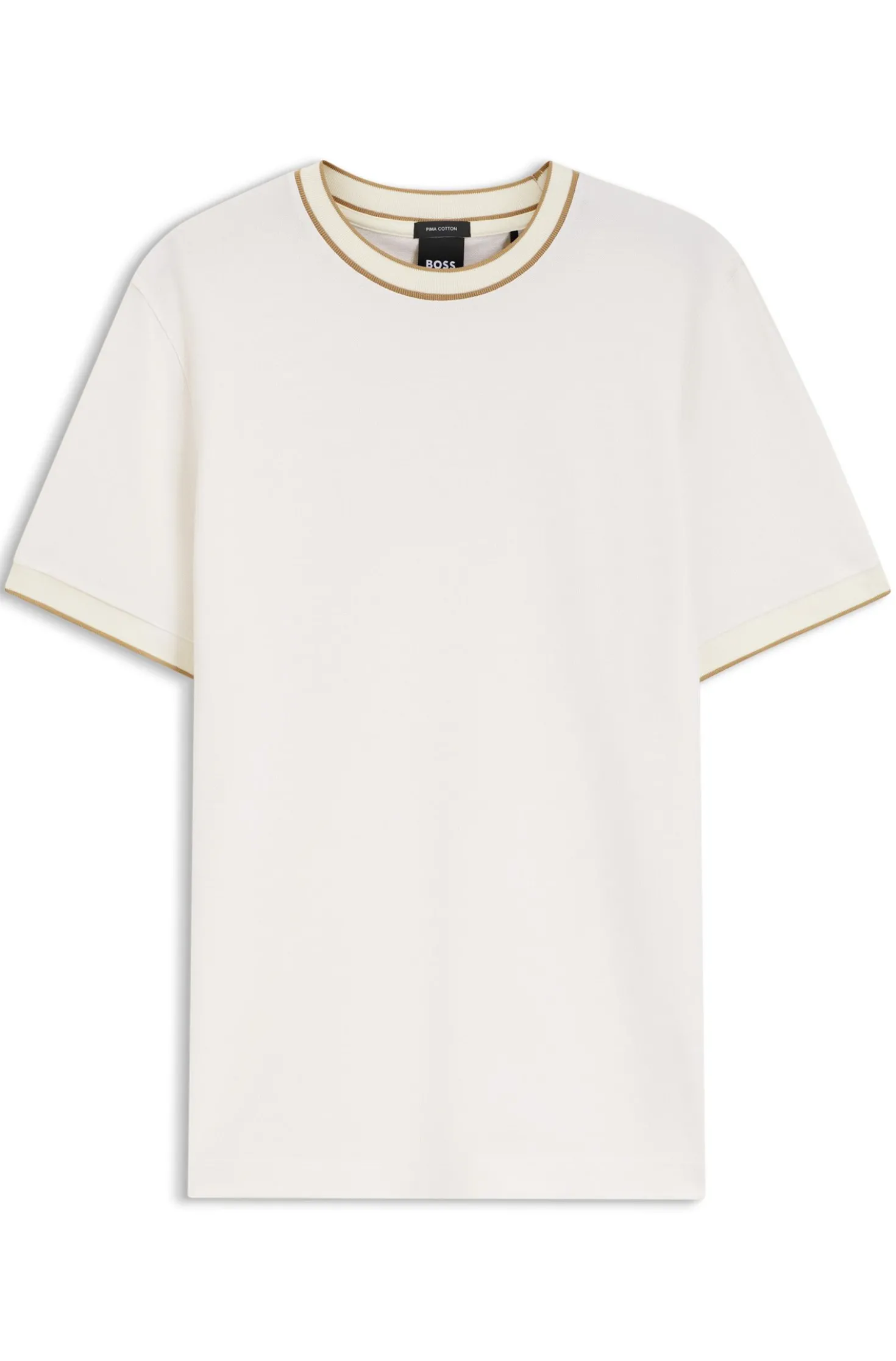 Regular-fit T-shirt in structured cotton with tipping details