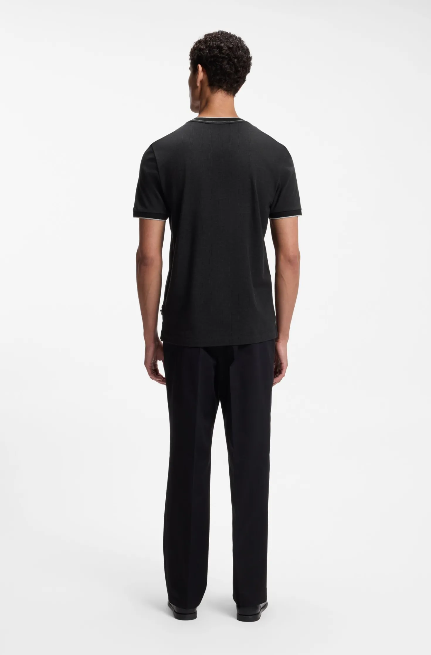 Regular-fit T-shirt in structured cotton with tipping details