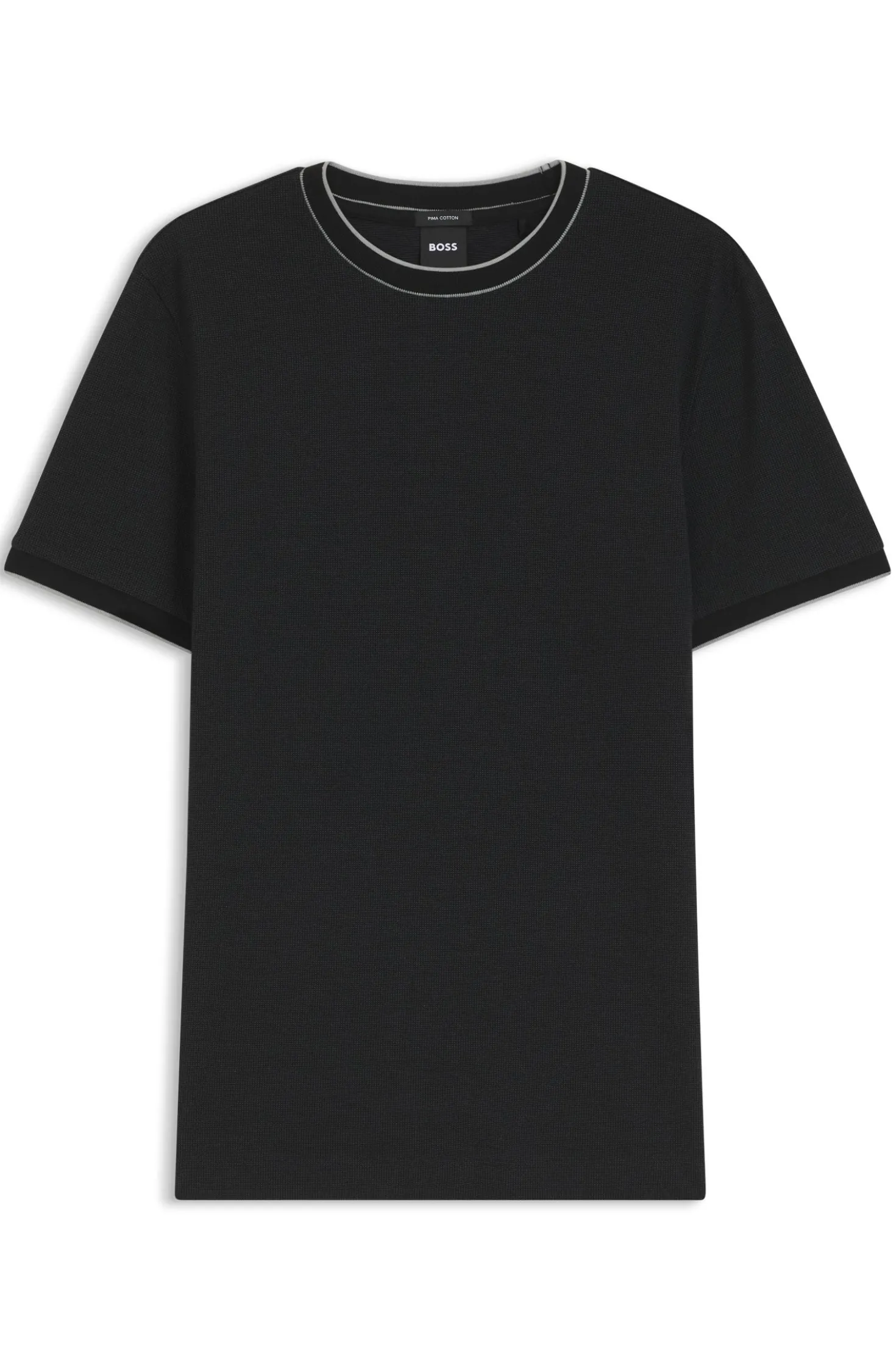 Regular-fit T-shirt in structured cotton with tipping details