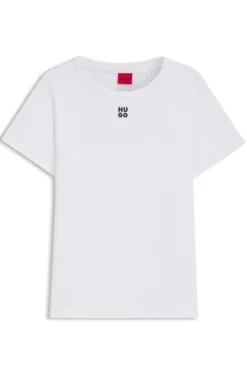 Regular-fit T-shirt with stacked-logo embroidery