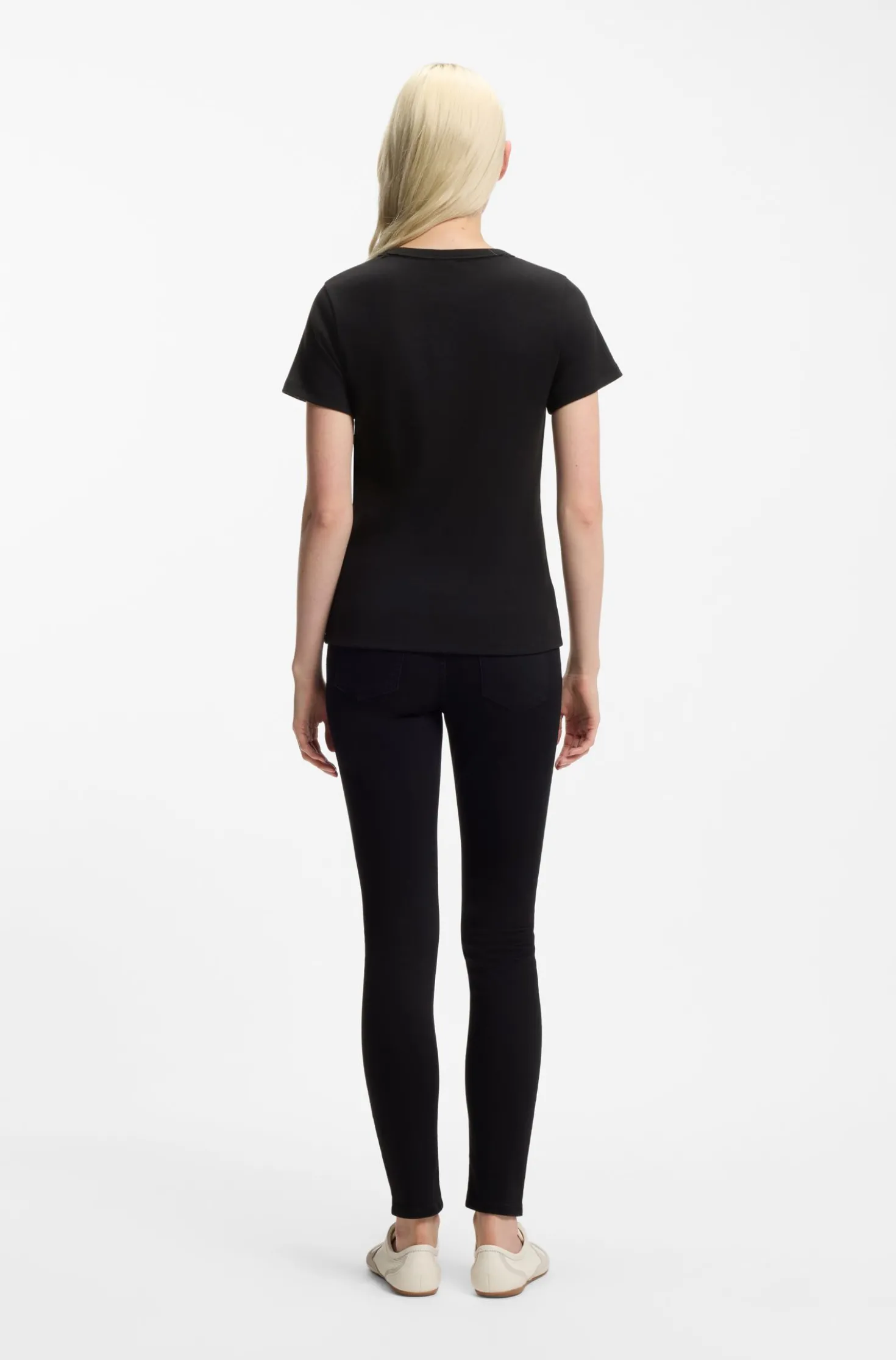 Regular-fit T-shirt with stacked-logo embroidery