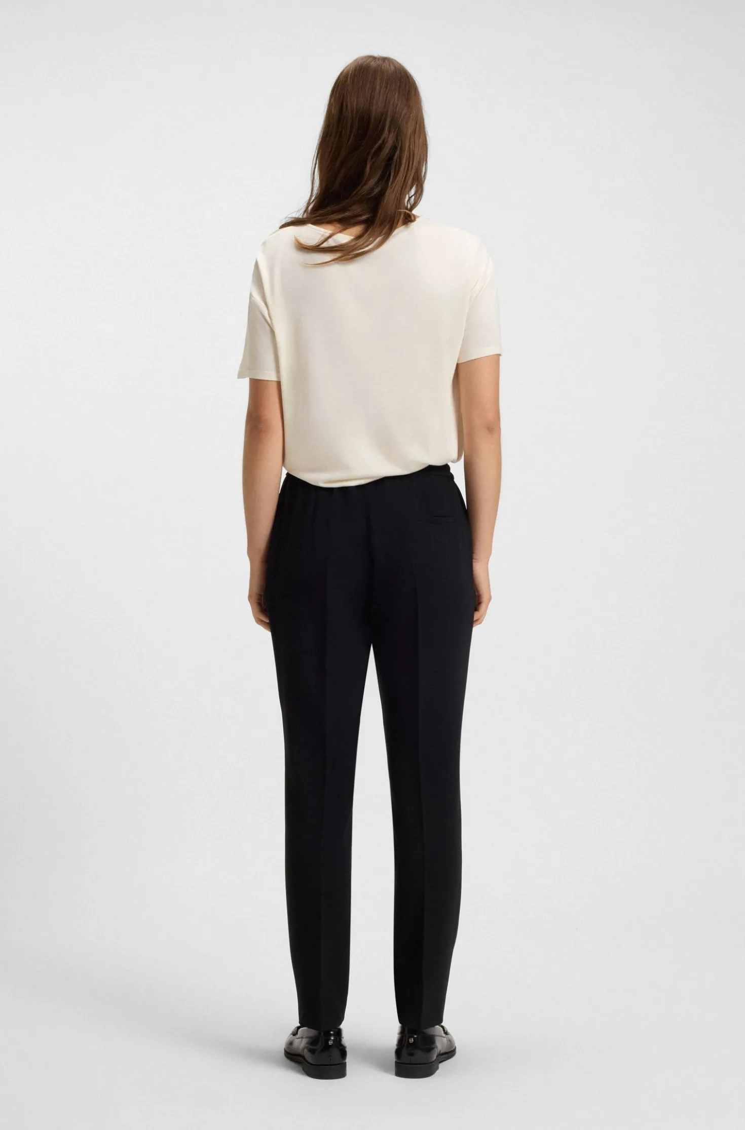 Regular-fit T-shirt with stretch-silk front
