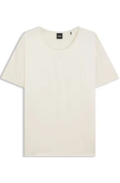 Regular-fit T-shirt with stretch-silk front