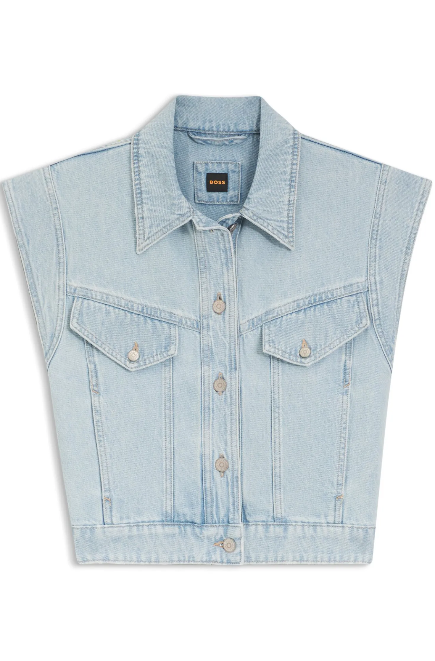 Regular-fit vest in blue marbled denim