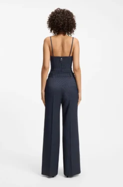 Regular-fit wide-leg trousers in pinstripe stretch fabric
