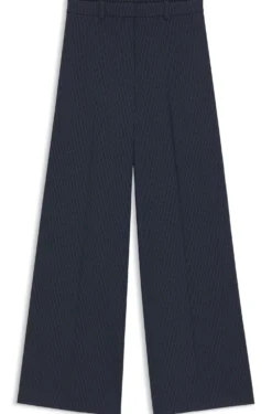 Regular-fit wide-leg trousers in pinstripe stretch fabric