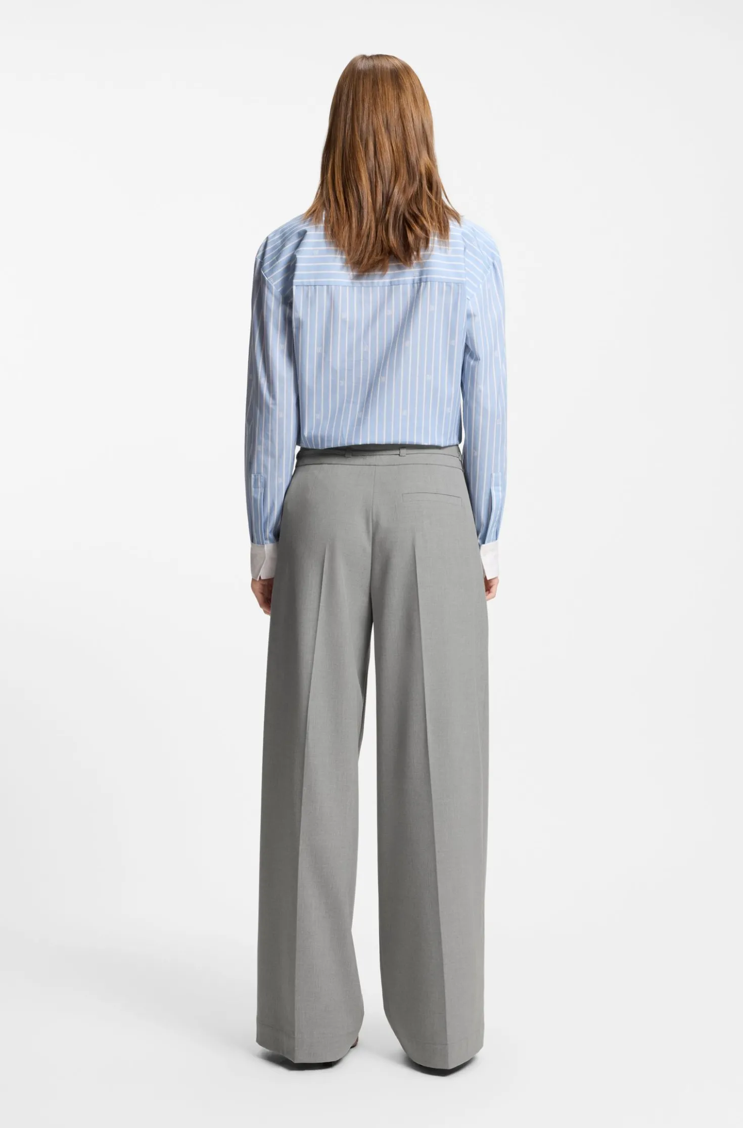 Regular-fit wide-leg trousers in melange stretch fabric