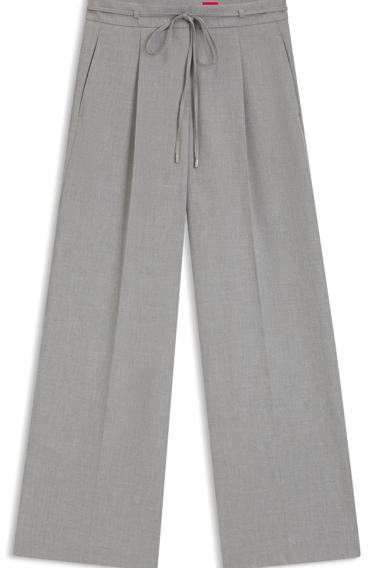Regular-fit wide-leg trousers in melange stretch fabric