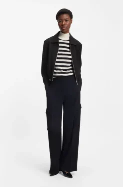 Regular-fit zip-up jacket in crepe fabric