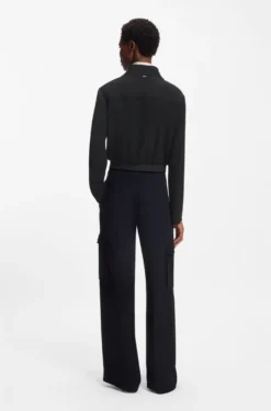 Regular-fit zip-up jacket in crepe fabric
