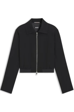 Regular-fit zip-up jacket in crepe fabric