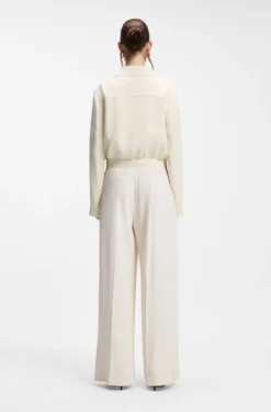 Regular-fit zip-up jacket in crepe fabric