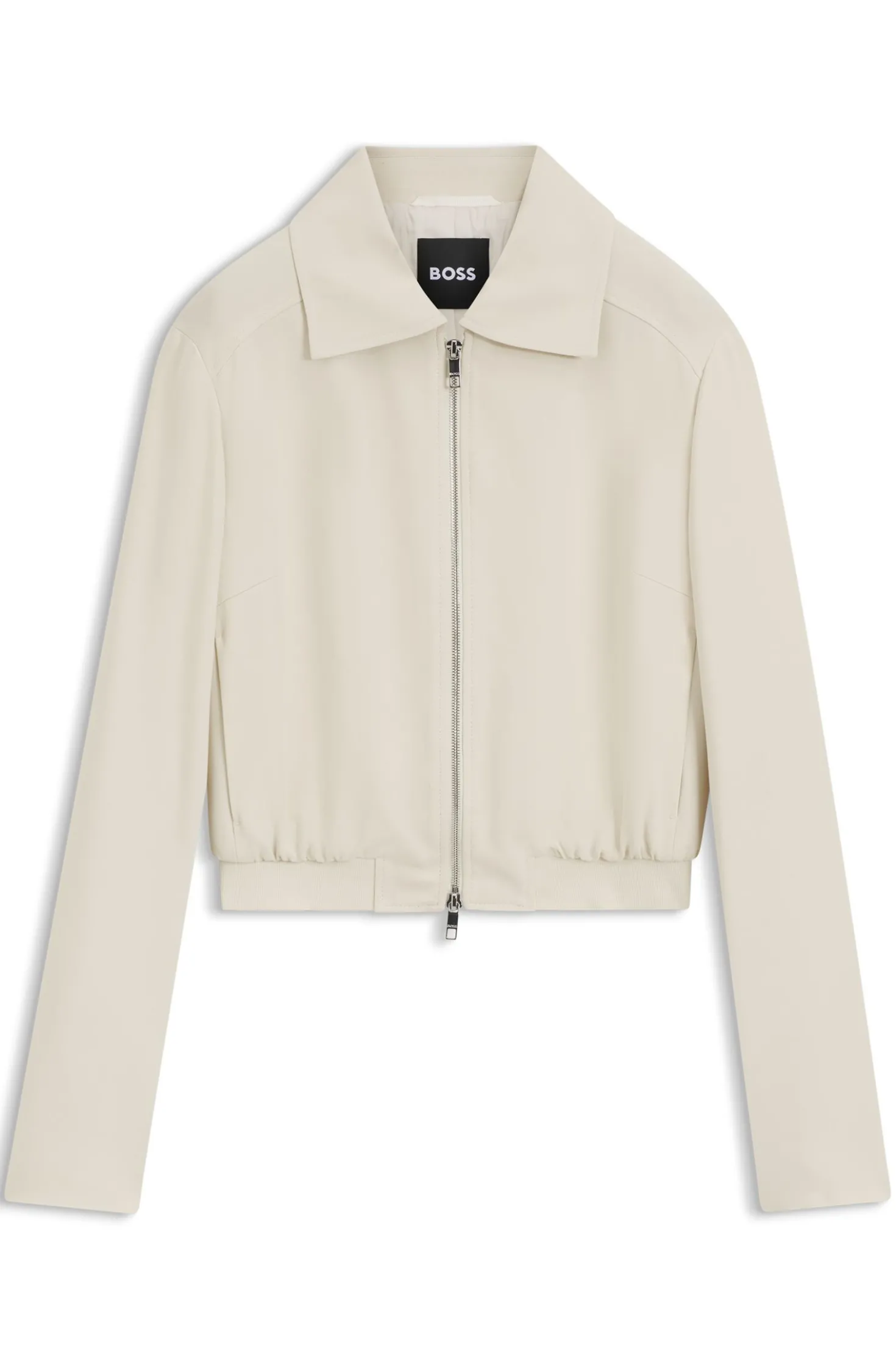 Regular-fit zip-up jacket in crepe fabric