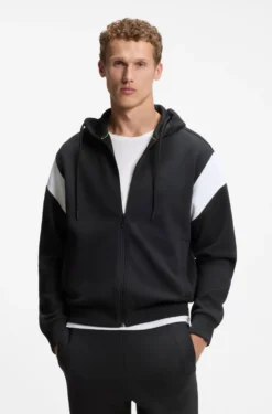 Regular-fit zip-up sweatshirt in spacer piqué
