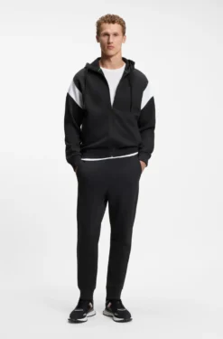 Regular-fit zip-up sweatshirt in spacer piqué