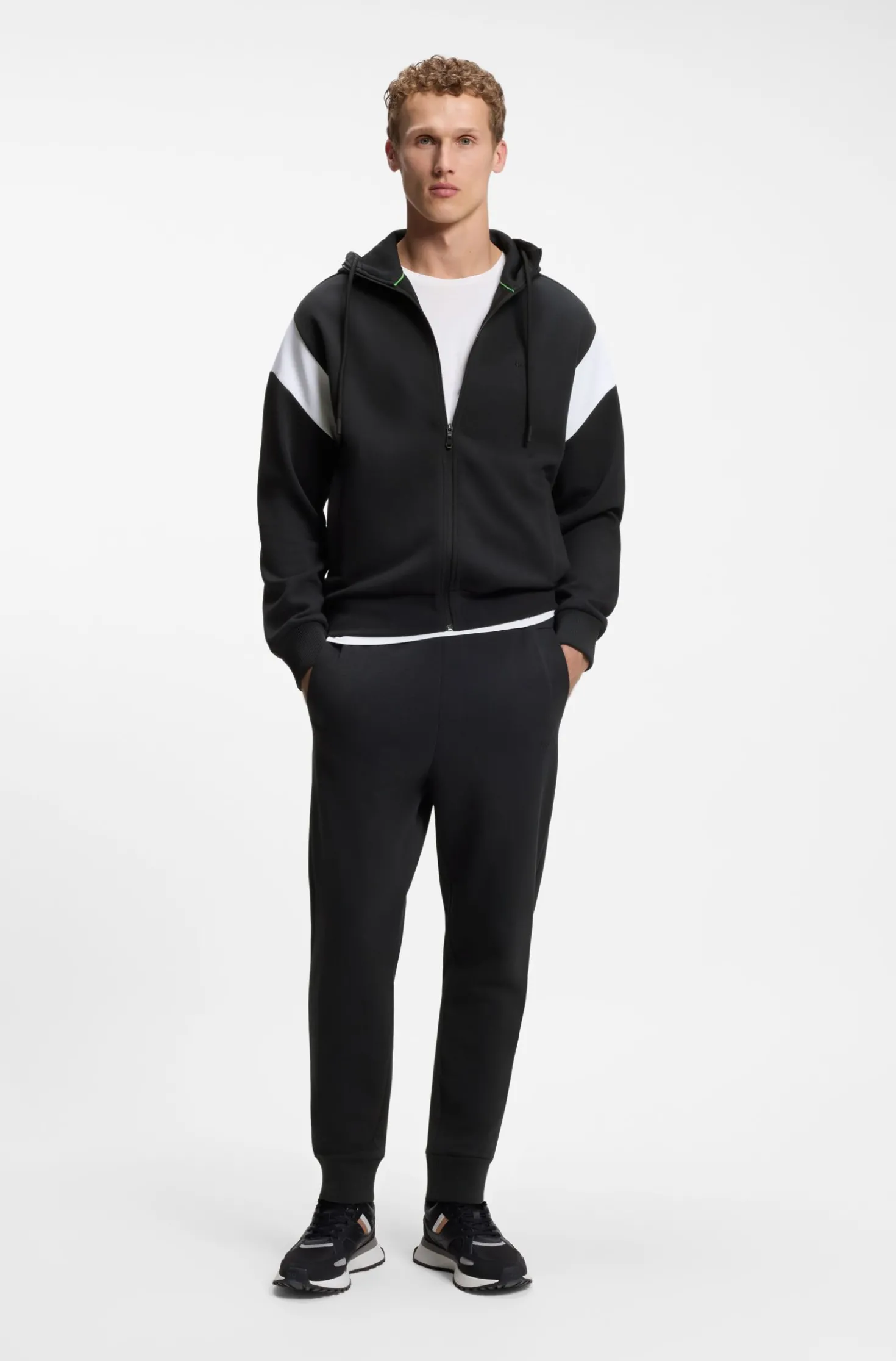 Regular-fit zip-up sweatshirt in spacer piqué