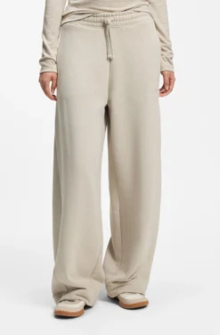 Relaxed-fit barrel-leg trousers in melange jersey