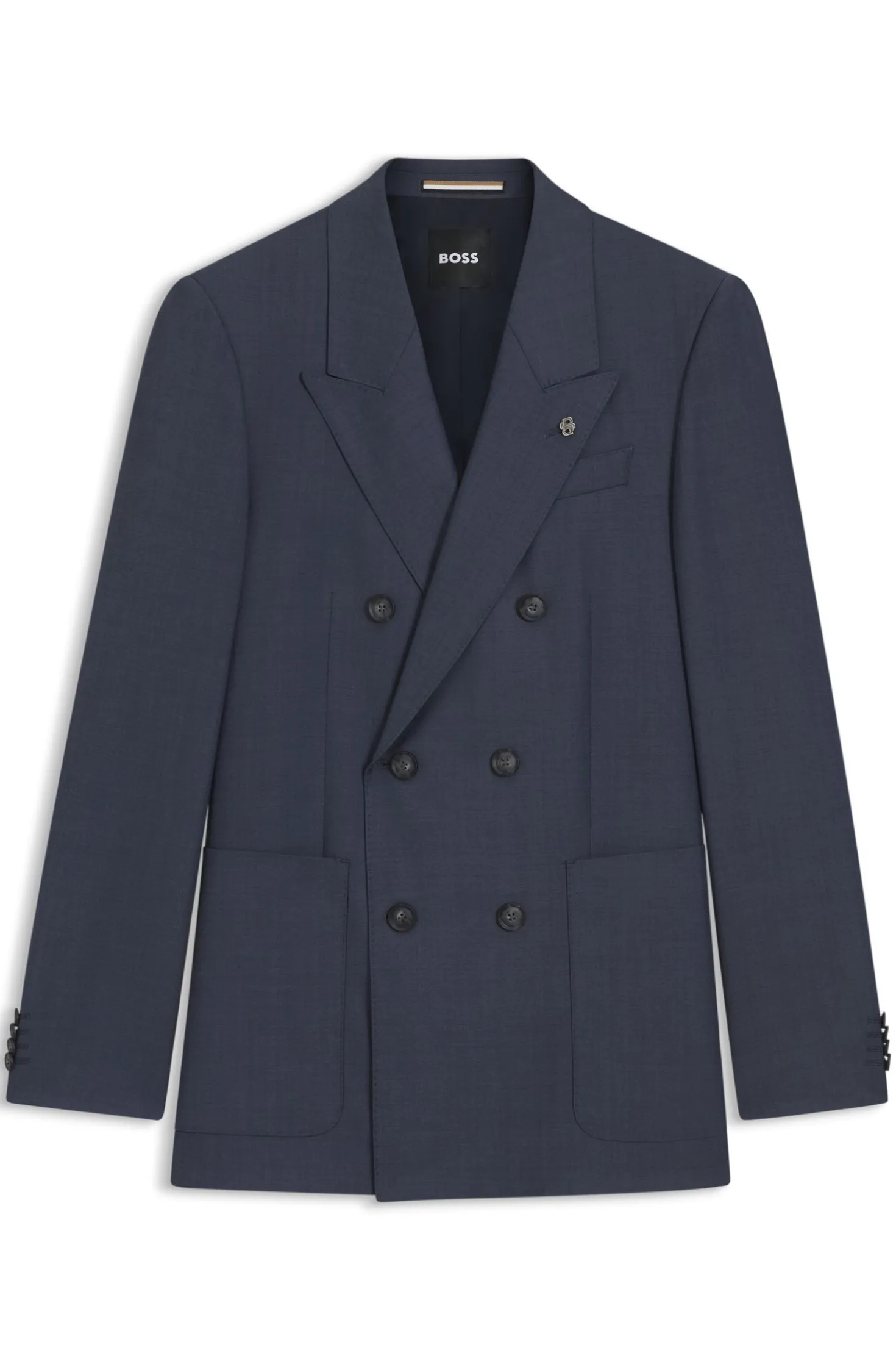 Relaxed-fit blazer in micro-patterned virgin wool