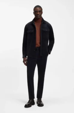 Relaxed-fit blazer in micro-pattern stretch cotton