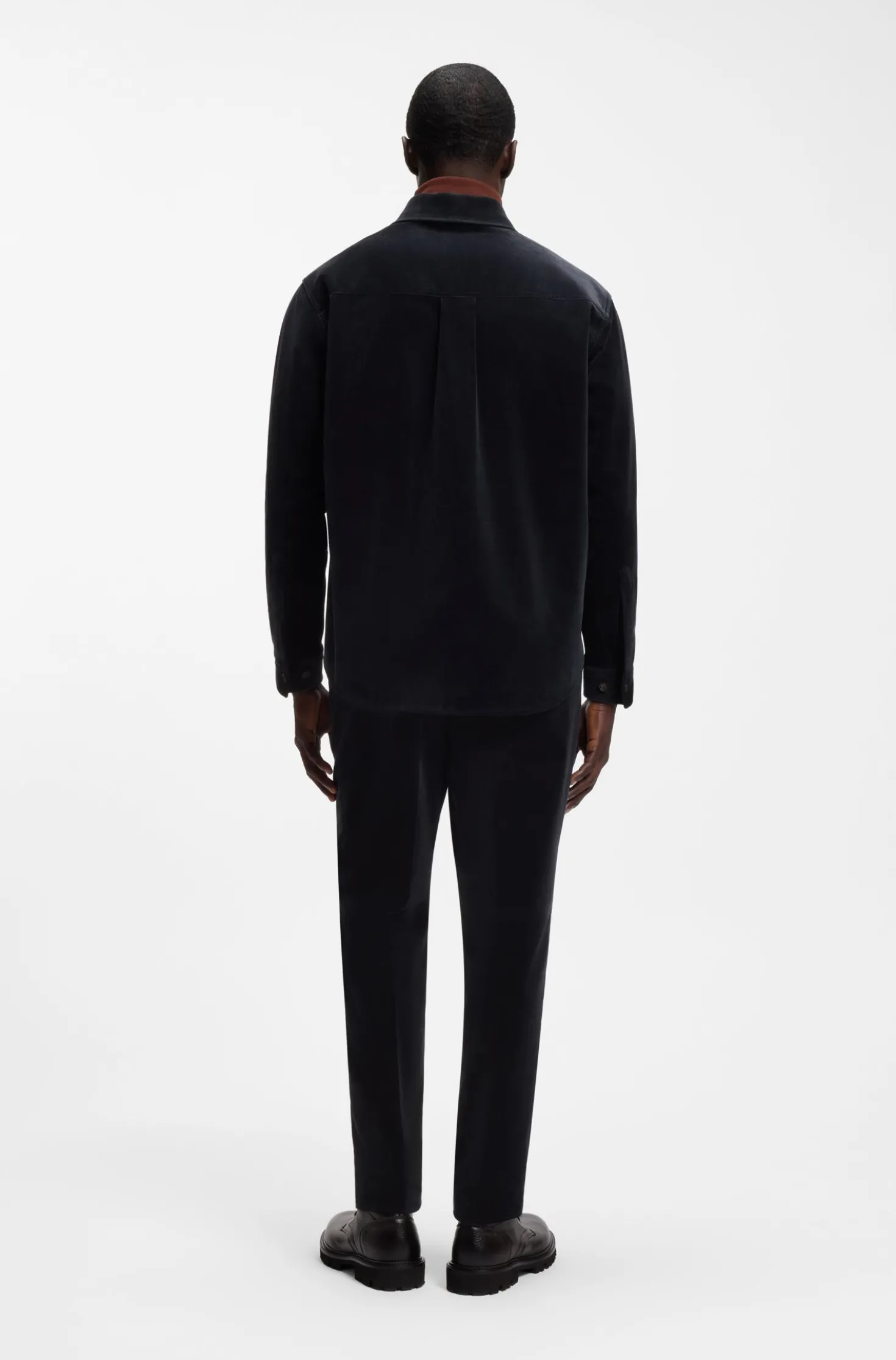 Relaxed-fit blazer in micro-pattern stretch cotton