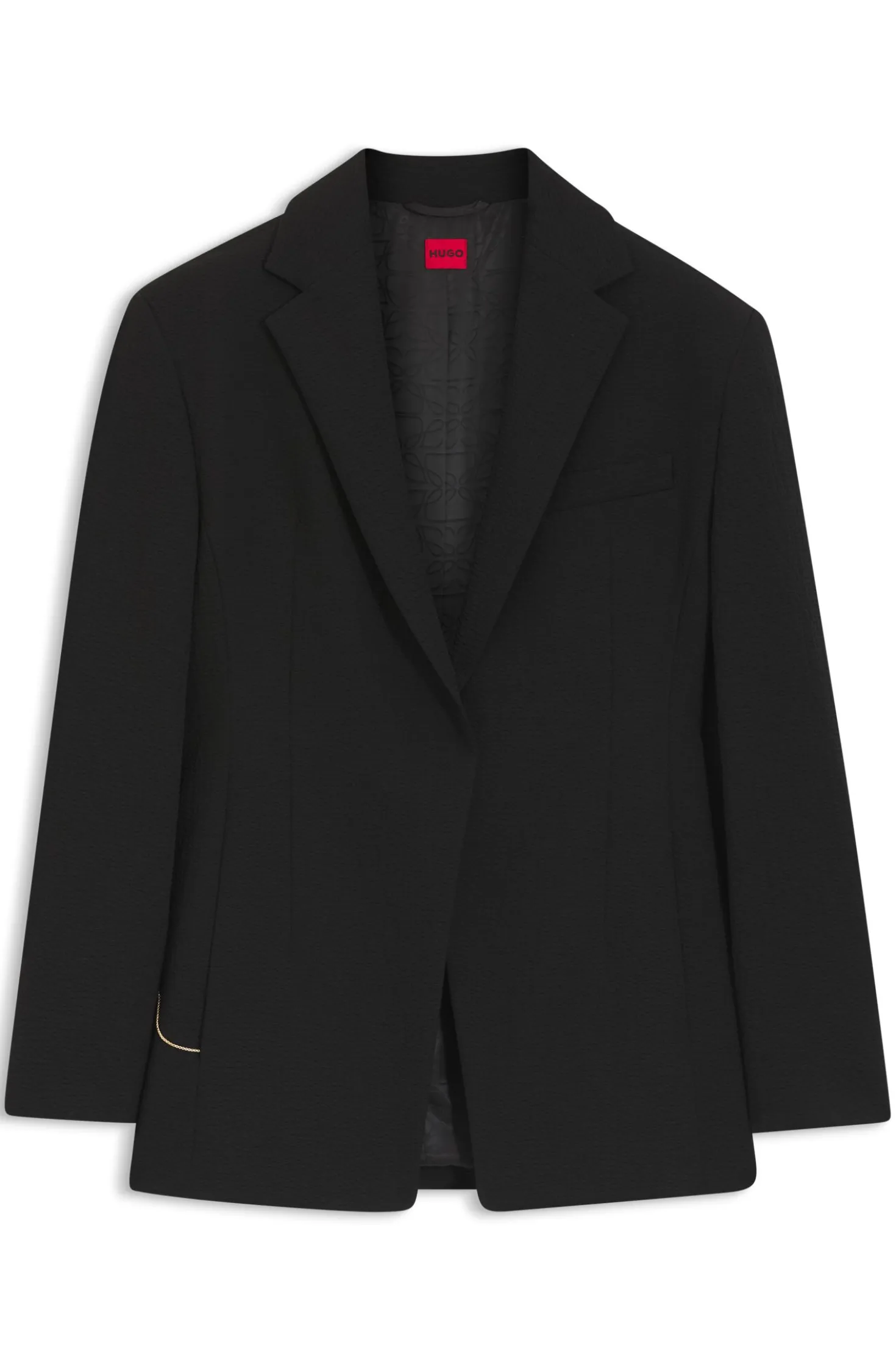 Relaxed-fit blazer in seersucker with chain belt
