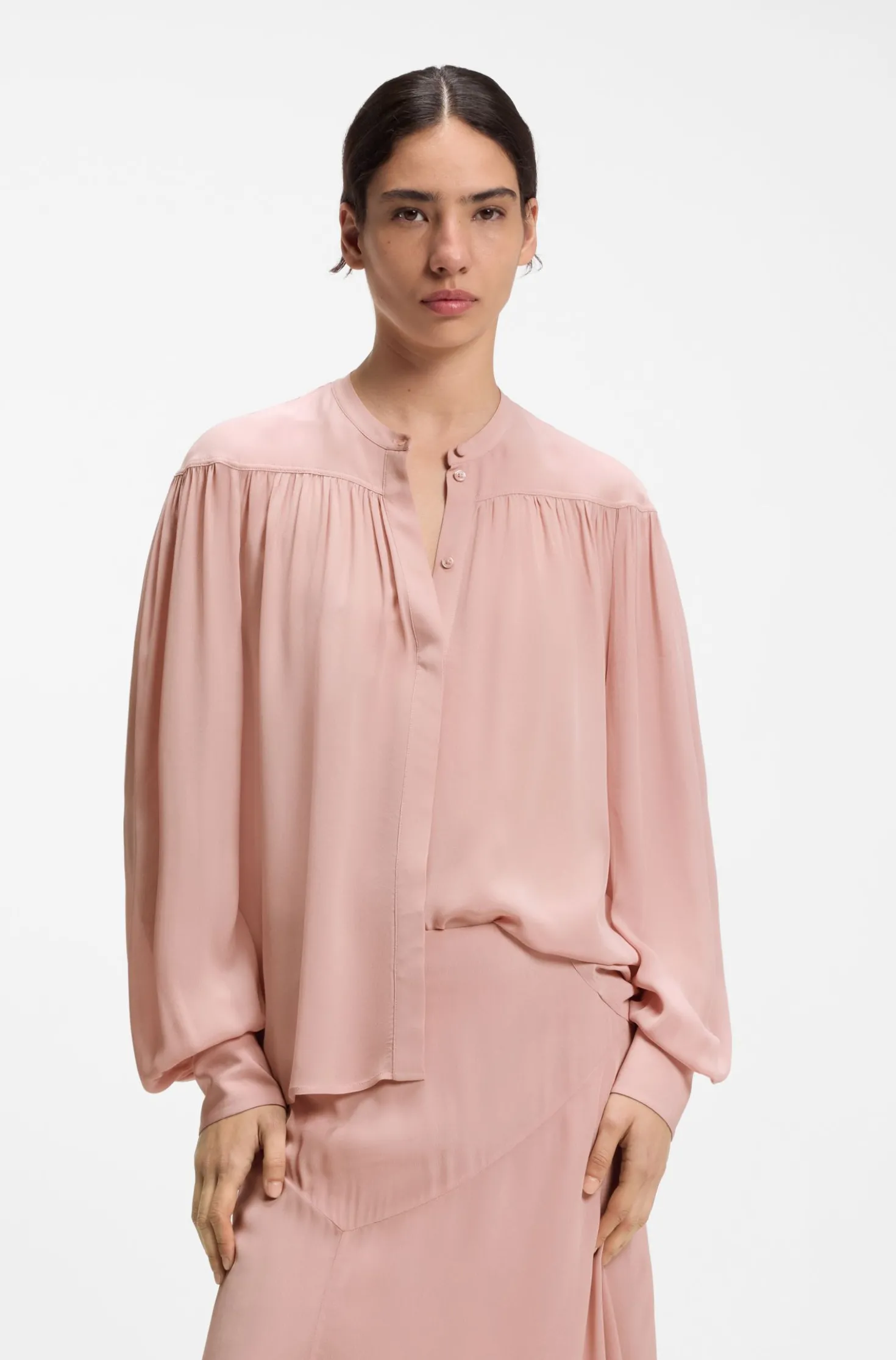 Relaxed-fit blouse in crepe de chine