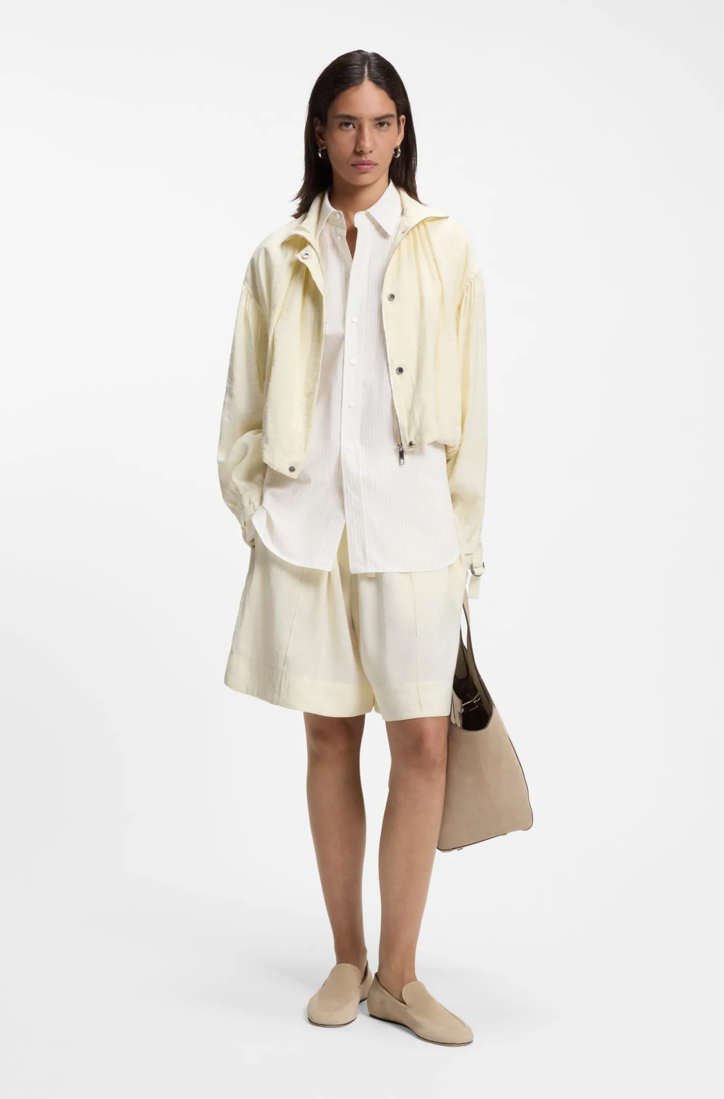 Relaxed-fit blouse in striped cotton poplin