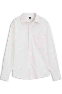 Relaxed-fit blouse in striped cotton poplin