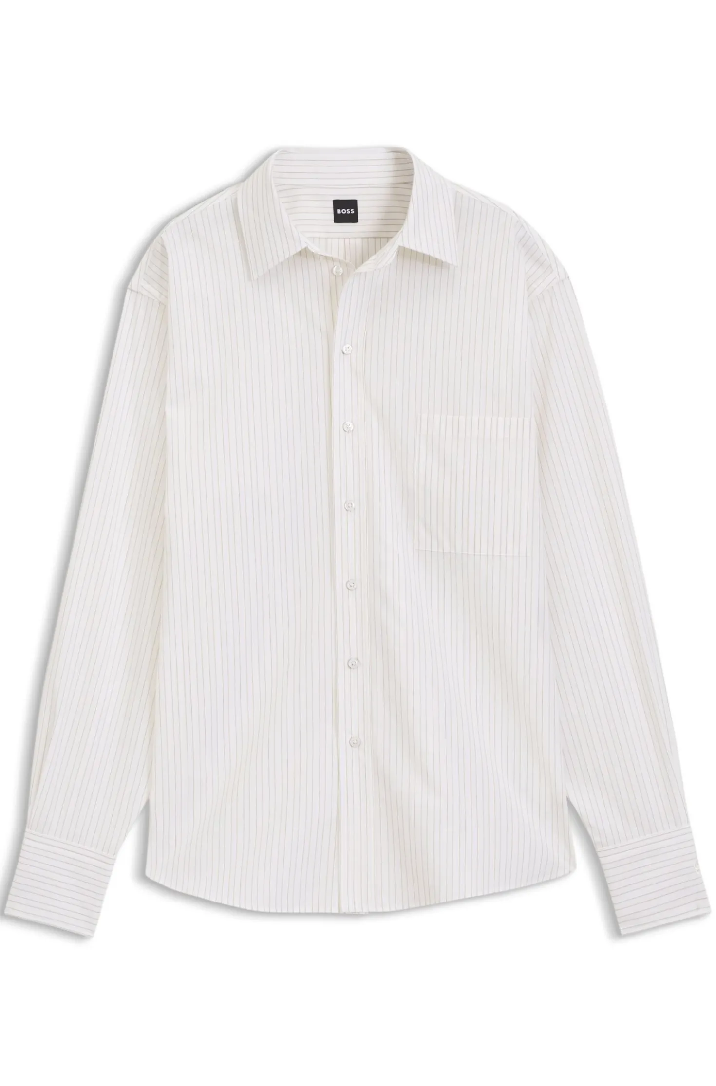 Relaxed-fit blouse in striped cotton poplin