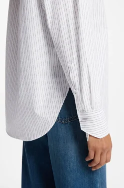 Relaxed-fit blouse in striped cotton poplin