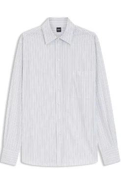 Relaxed-fit blouse in striped cotton poplin