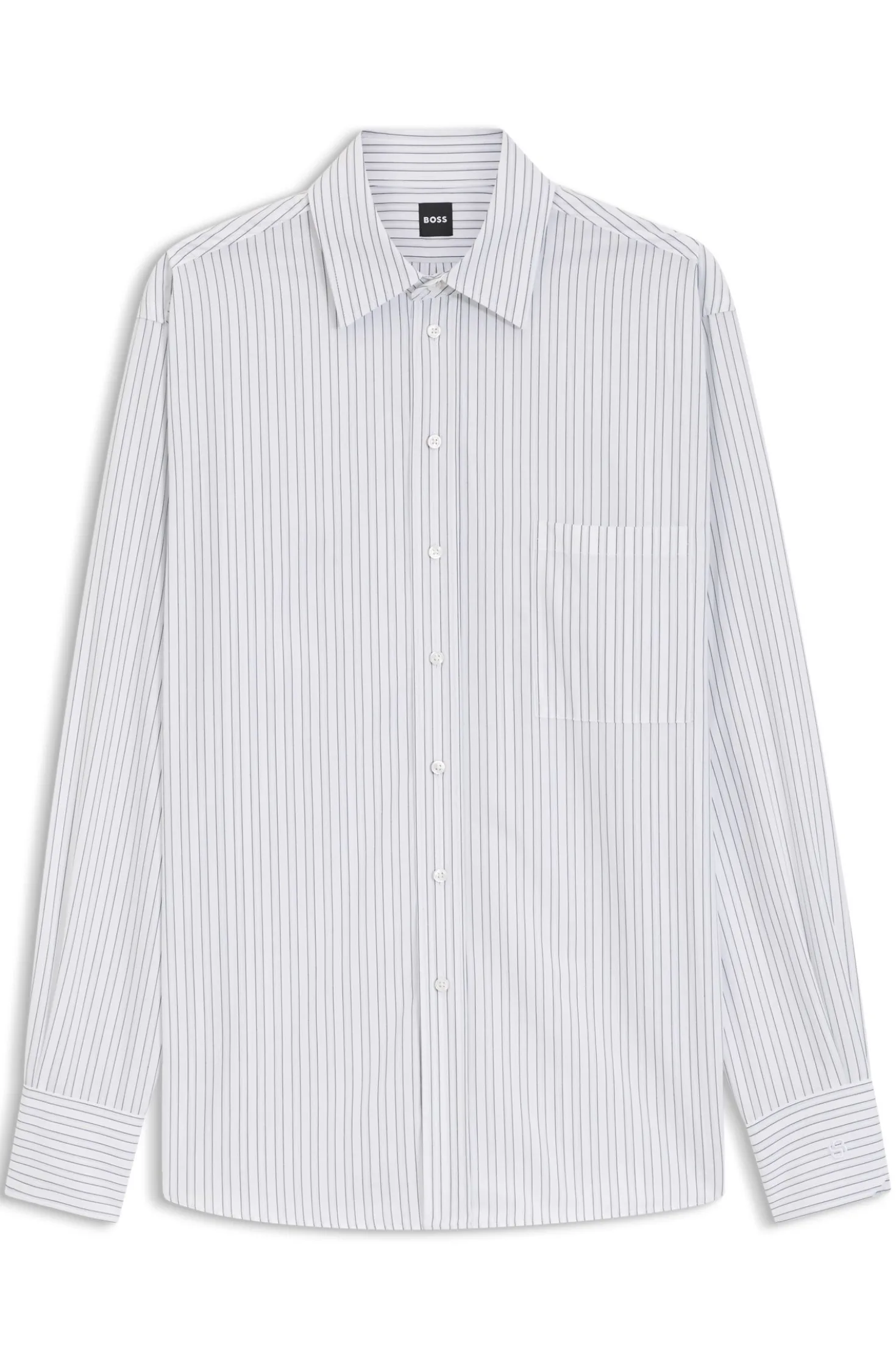 Relaxed-fit blouse in striped cotton poplin