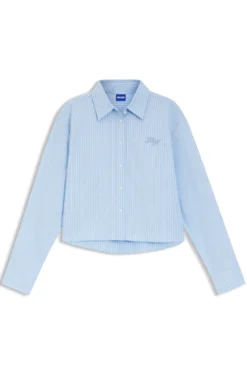 Relaxed-fit blouse in striped cotton poplin