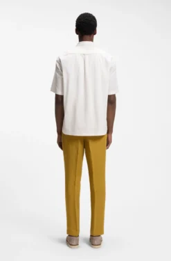 Relaxed-fit camp-collar shirt in stretch cotton poplin