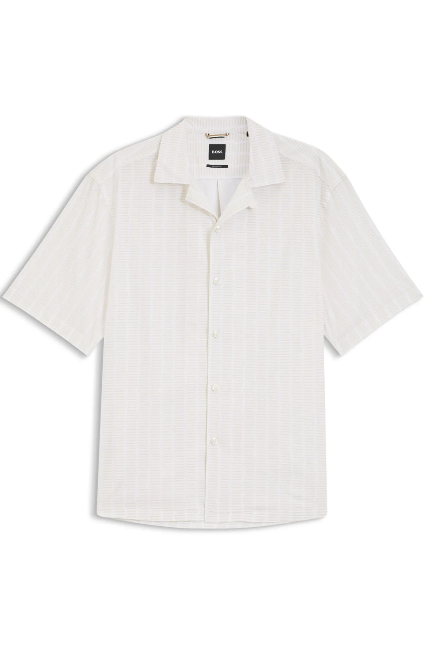 Relaxed-fit camp-collar shirt in stretch cotton poplin