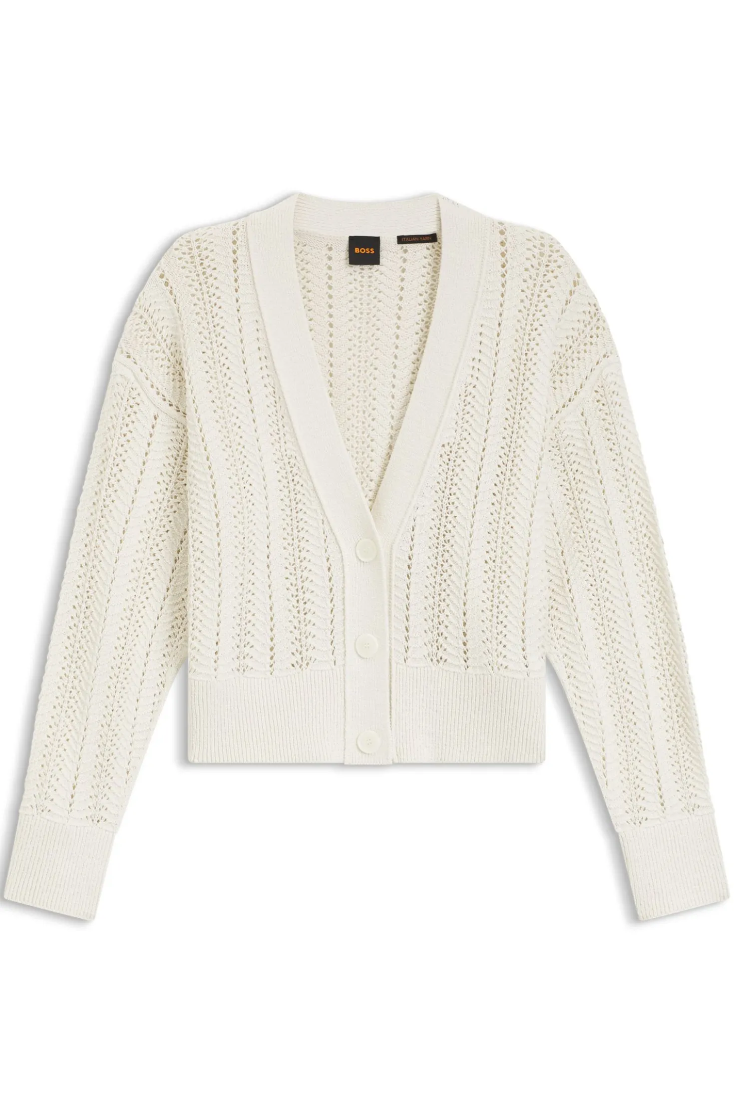 Relaxed-fit cardigan in a wave-structured cotton blend