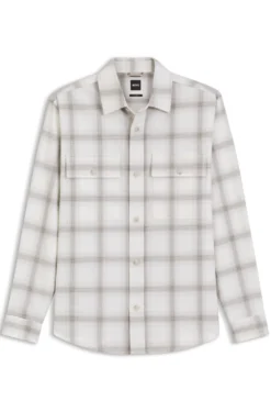 Relaxed-fit check shirt in virgin wool blend