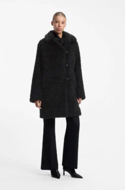 Relaxed-fit coat in textured faux fur