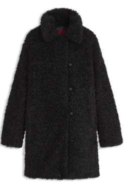Relaxed-fit coat in textured faux fur