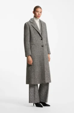 Relaxed-fit coat with herringbone pattern