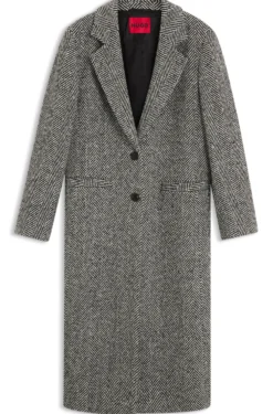 Relaxed-fit coat with herringbone pattern