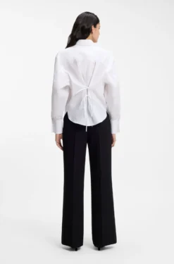 Relaxed-fit cotton blouse with stacked-logo cuff buttons