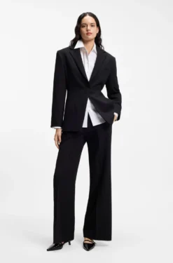 Relaxed-fit cotton blouse with stacked-logo cuff buttons