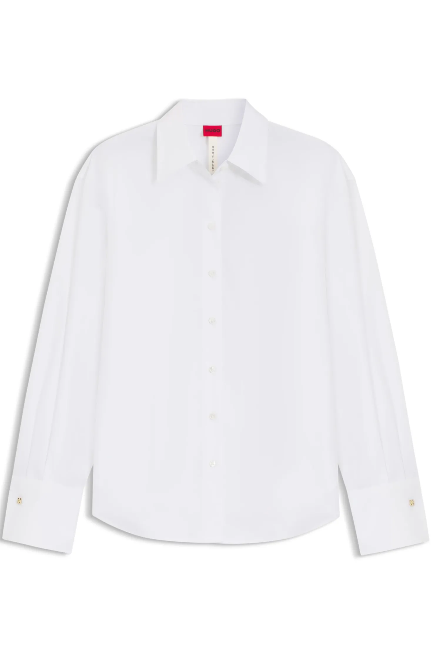 Relaxed-fit cotton blouse with stacked-logo cuff buttons