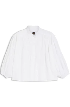 Relaxed-fit cotton blouse with balloon sleeves