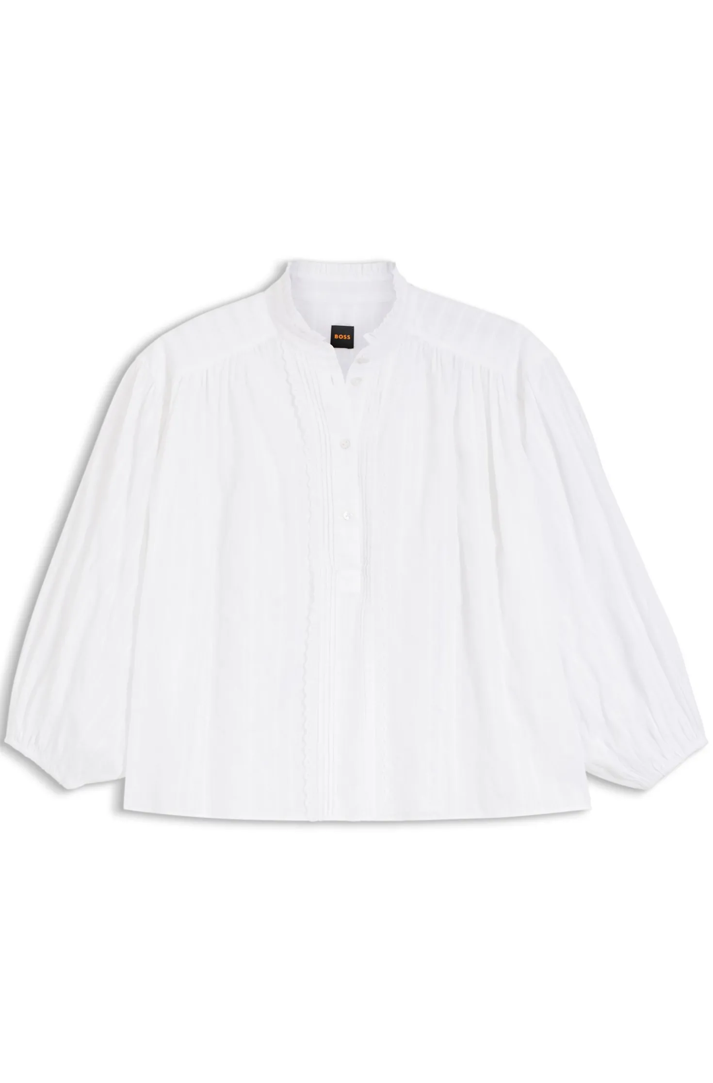 Relaxed-fit cotton blouse with balloon sleeves