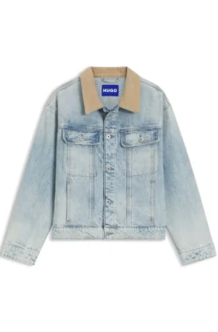 Relaxed-fit cotton jacket with corduroy collar