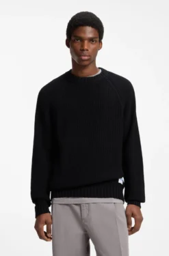 Relaxed-fit cotton sweater with raglan sleeves