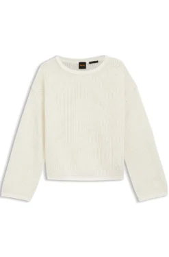 Relaxed-fit cotton sweater with mesh structure
