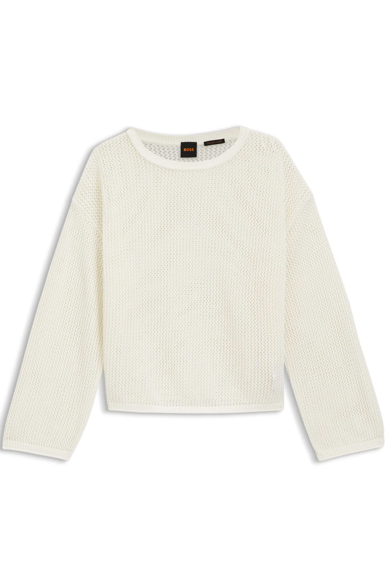 Relaxed-fit cotton sweater with mesh structure